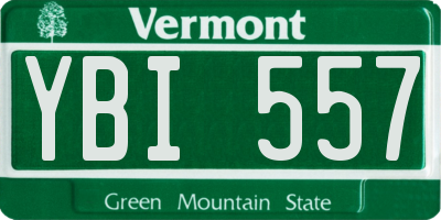 VT license plate YBI557