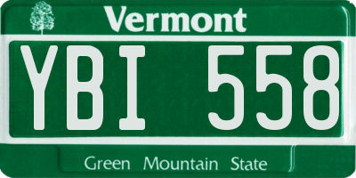 VT license plate YBI558