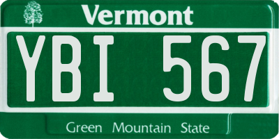VT license plate YBI567