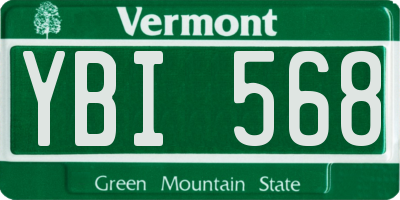 VT license plate YBI568