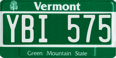 VT license plate YBI575