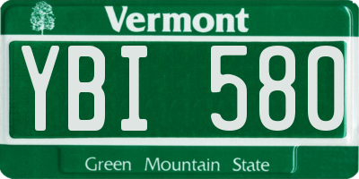 VT license plate YBI580