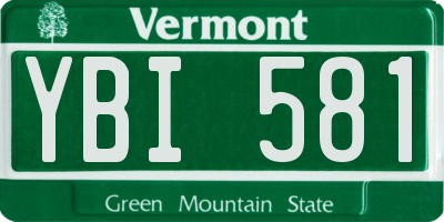 VT license plate YBI581