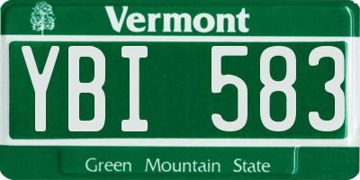 VT license plate YBI583