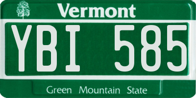 VT license plate YBI585
