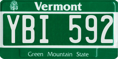 VT license plate YBI592