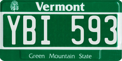 VT license plate YBI593