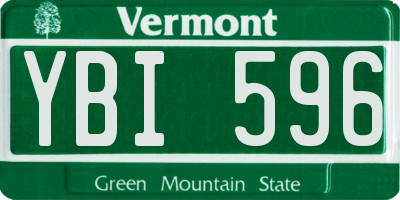VT license plate YBI596