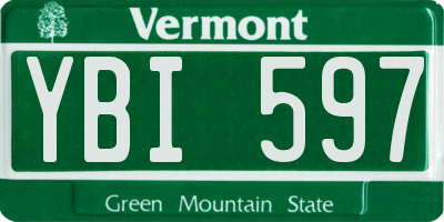 VT license plate YBI597