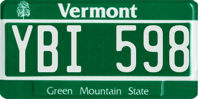 VT license plate YBI598