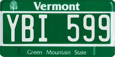 VT license plate YBI599