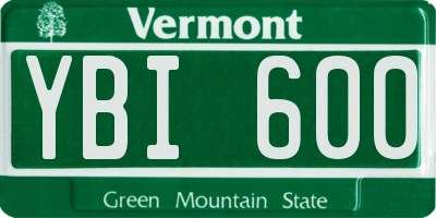 VT license plate YBI600