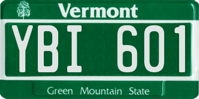 VT license plate YBI601