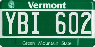 VT license plate YBI602