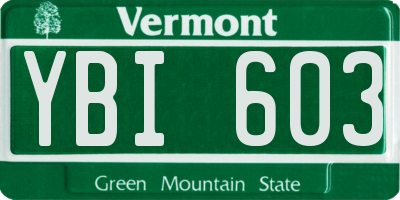 VT license plate YBI603