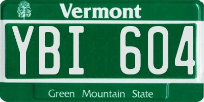 VT license plate YBI604