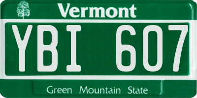 VT license plate YBI607