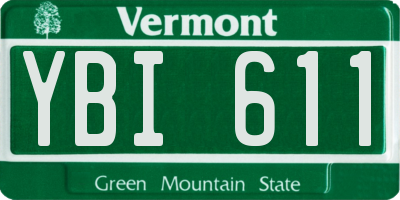 VT license plate YBI611