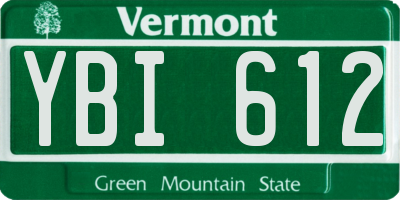 VT license plate YBI612