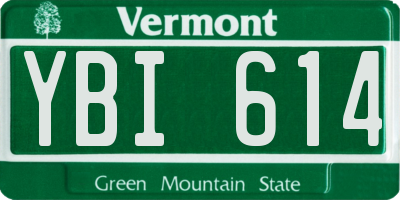 VT license plate YBI614