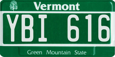VT license plate YBI616
