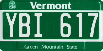 VT license plate YBI617