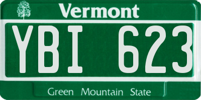 VT license plate YBI623