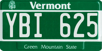 VT license plate YBI625