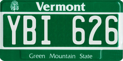 VT license plate YBI626