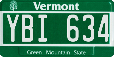 VT license plate YBI634