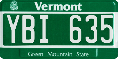 VT license plate YBI635