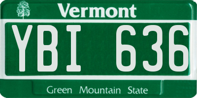 VT license plate YBI636