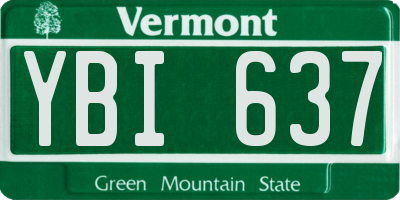 VT license plate YBI637