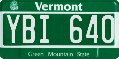 VT license plate YBI640