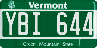 VT license plate YBI644