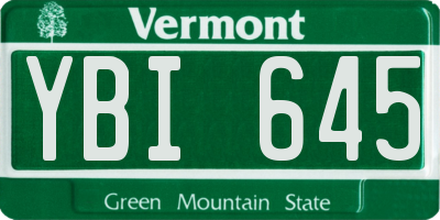 VT license plate YBI645