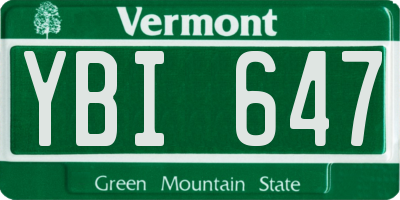 VT license plate YBI647