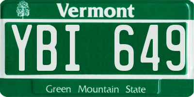 VT license plate YBI649