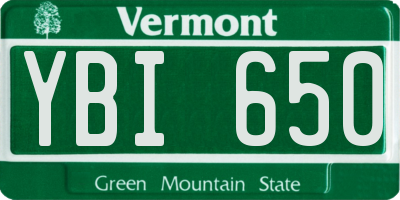 VT license plate YBI650