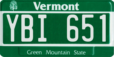 VT license plate YBI651