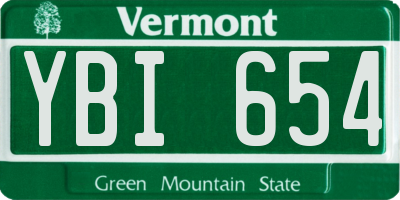 VT license plate YBI654