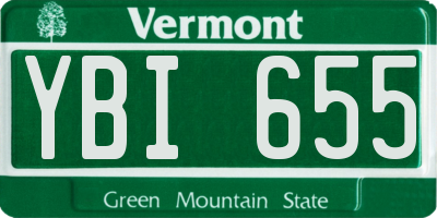 VT license plate YBI655