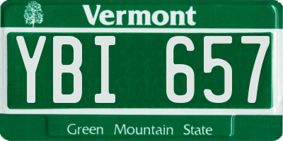 VT license plate YBI657