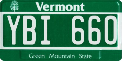 VT license plate YBI660