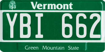 VT license plate YBI662