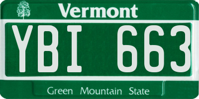 VT license plate YBI663