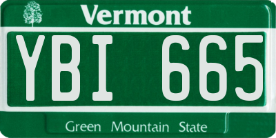 VT license plate YBI665