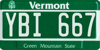 VT license plate YBI667