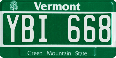 VT license plate YBI668
