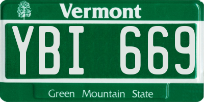 VT license plate YBI669